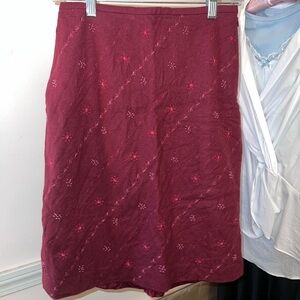 Ann Taylor Burgundy Skirt w embroidery & beads